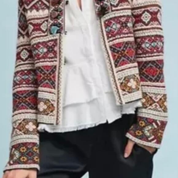 Anthropologie Aldomartin Abbie Tassel Nortic Longsleeve Cardigan Sweater - Picture 10 of 10